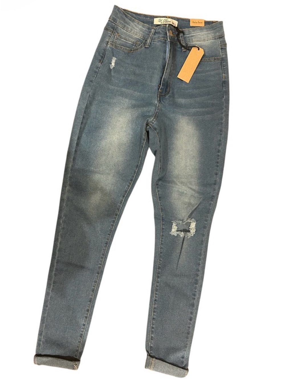 U Bien High-Rise Distressed Women’s Jeans - Blue